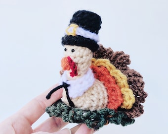 Fall Crochet Pattern - Thanksgiving Crochet Pattern - Crochet Turkey - Crochet Pilgrim - Bath Scrubbie Pattern - PDF INSTANT DOWNLOAD