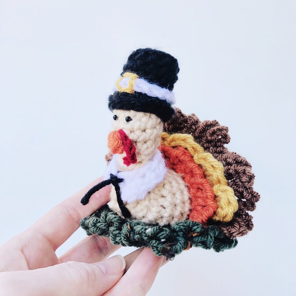 Automne Crochet Pattern - Thanksgiving Crochet Pattern - Crochet Turkey - Crochet Pilgrim - Bath Scrubbie Pattern - PDF INSTANT DOWNLOAD