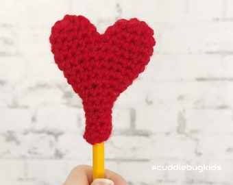 Heart Pencil Topper Crochet Pattern - Valentines Day Eraser Cover - Teacher Gift - Diy Valentines Day