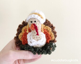 Crochet Turkey Pattern: Tabitha, Dressed Up Thanksgiving Decor (PDF Pattern)