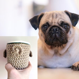 Pug Ice Cream Cozy Pint Sized Crochet Pattern, pug dog lover crochet, handmade gift idea image 7