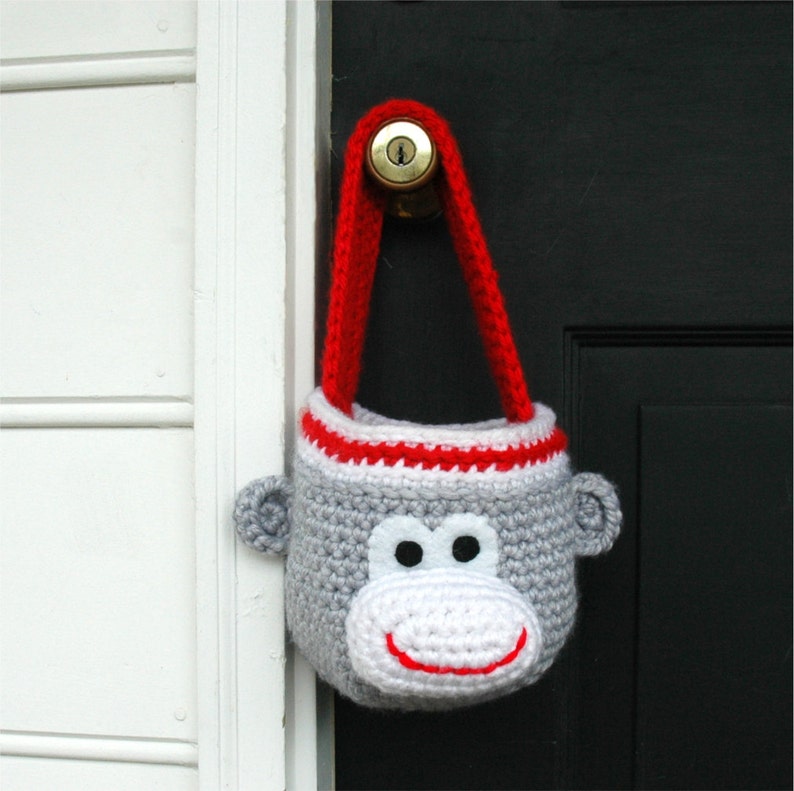 Basket Crochet Pattern Monkey Crochet Pattern Sock Monkey Easter Basket Halloween Crochet Pattern PDF INSTANT DOWNLOAD image 1