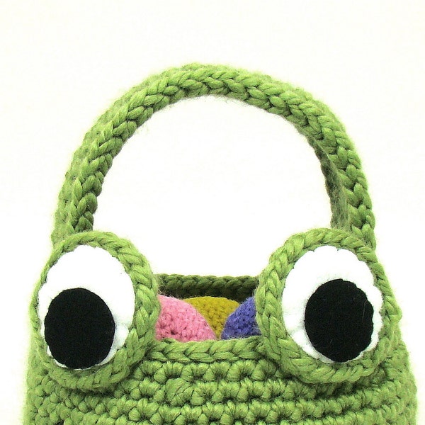 Frog Basket Crochet Pattern, Trick or Treat Basket, Easter Basket, PDF INSTANT DOWNLOAD