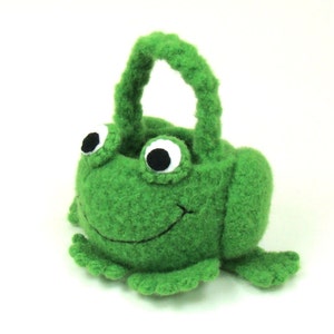 Frog Mini Basket Felted Crochet Pattern PDF INSTANT DOWNLOAD