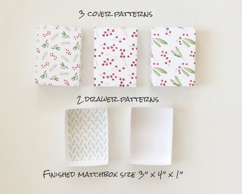 Christmas Matchbox Pattern diy Large Matchbox 3 x 4 x 1 Printable Holiday Box Template 3 Printable Patterns PDF INSTANT DOWNLOAD image 3