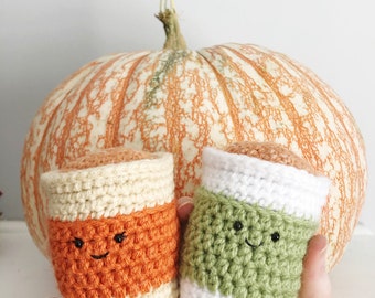 Pumpkin Latte Softie Crochet Pattern,  Squishy Toy, Fall Autumn Decor, Digital Download