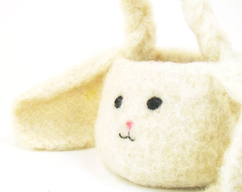 Felted Crochet Pattern for Mini Bunny Rabbit Basket PDF INSTANT DOWNLOAD