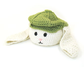 Rabbit Easter Basket Crochet Pattern Bunny With A Hat PDF INSTANT DOWNLOAD