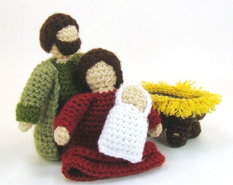 Nativity Crochet Pattern - Baby Jesus, manger, Mary and Joseph - Playscape - Christian Christmas Crochet Pattern - Nativity Dolls - creche