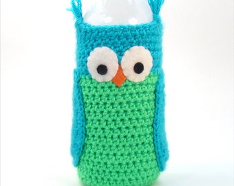 Owl Water Bottle Sleeve Crochet Pattern - Crochet Water Cozy - Summer Crochet - Plastic Water Bottle Cover