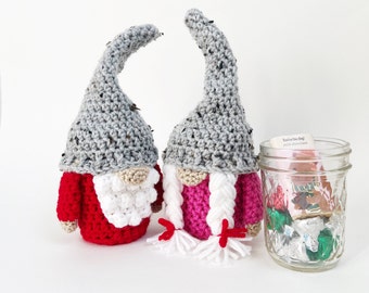 Gnome Mason Jar Couple Crochet Pattern PDF