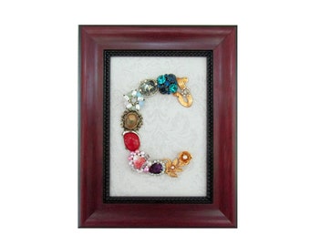 Framed Jewelry Art Letter C