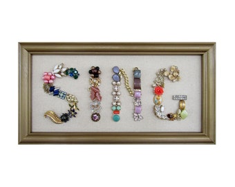 Framed Jewelry Art Sign Sing Vintage Jewelry