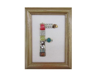 Framed Jewelry Art Letter F