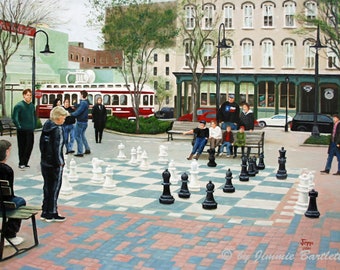 Old Galveston Square, a 12x16 inch giclee print of an oil painting by Jimmie