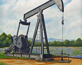 Texas Oil Well Print of a Painting by Jimmie