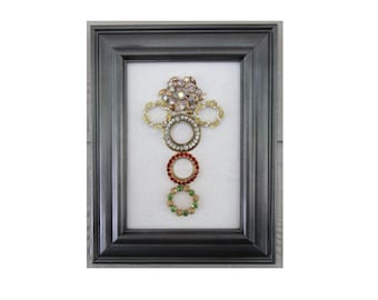 Framed Jewelry Art Cross With Circle Brooches