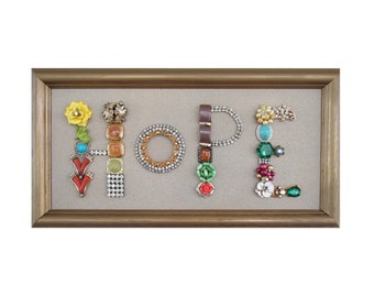 Framed Jewelry Art Sign Hope