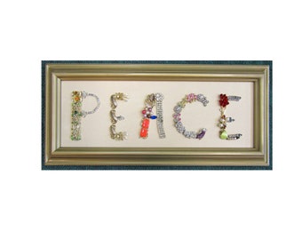 Framed Jewelry Art Sign Peace