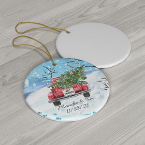 Just Married-kerstversiering Gepersonaliseerde kerst Familie kerstornament 2024 Newly Weds