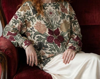 Unisex Cotton sweatshirt, Antique Floral pattern sweatshirt