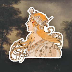 Alphonse Mucha sticker, Art Nouveau sticker