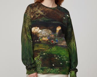 Sudadera unisex de algodón, John Everett Millais - Sudadera Ophelia