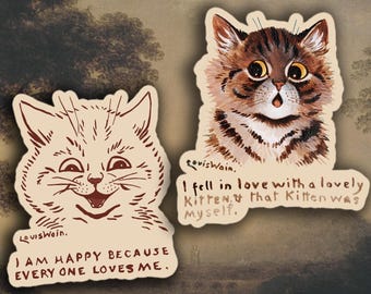 Set van 2 Louis Wain-stickers, kattenstickers