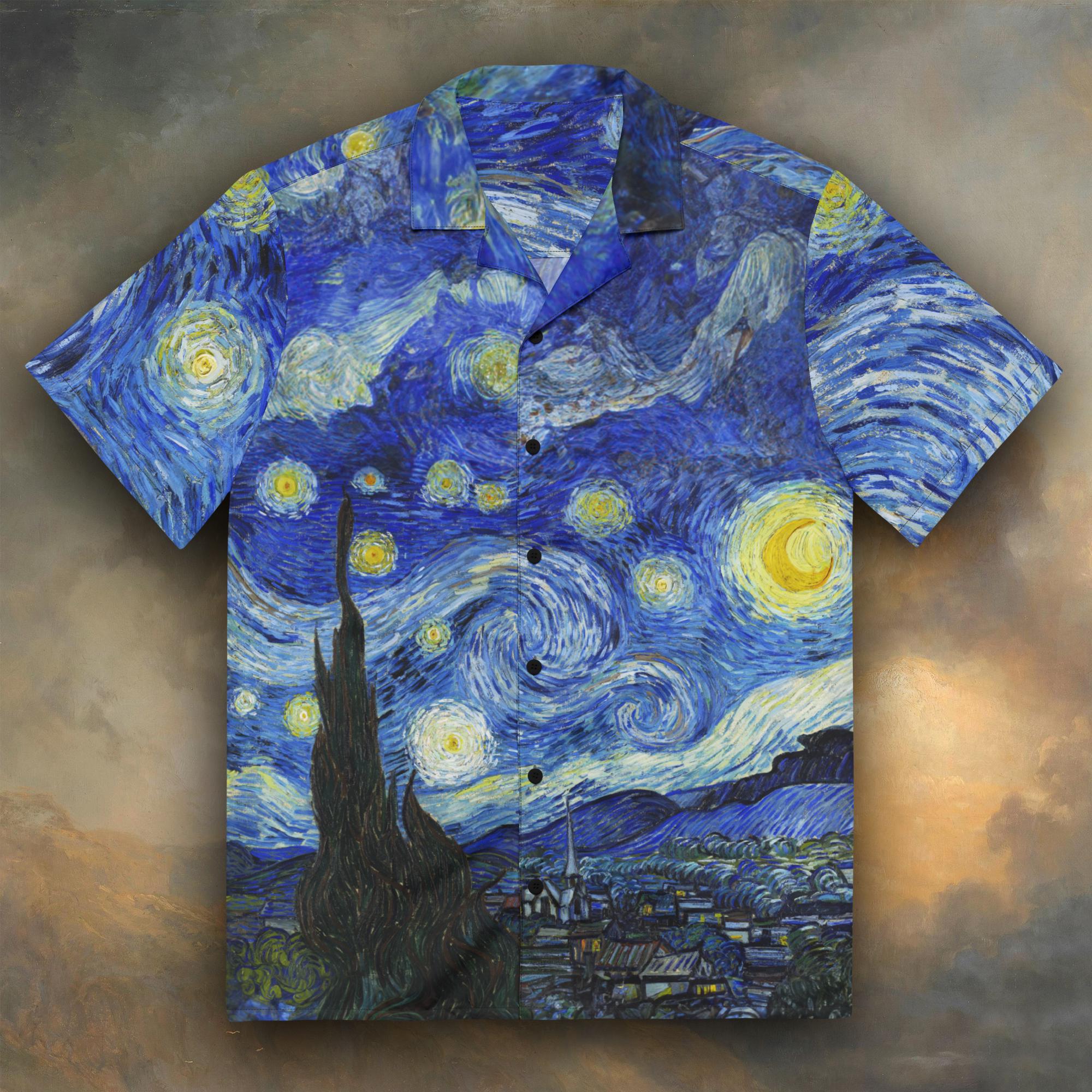 Unisex Vincent Van Gogh - Starry Night Button up Shirt, Art Button 