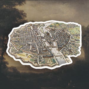 Adesivo de mapa antigo de Paris, adesivo renascentista, adesivo de mapa antigo