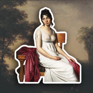 Jacques-Louis David - Sticker Portrait d'une jeune femme en blanc, Sticker art