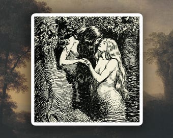 The Nymph and the Dryad sticker, Aesthetic sticker, Lesbian sticker