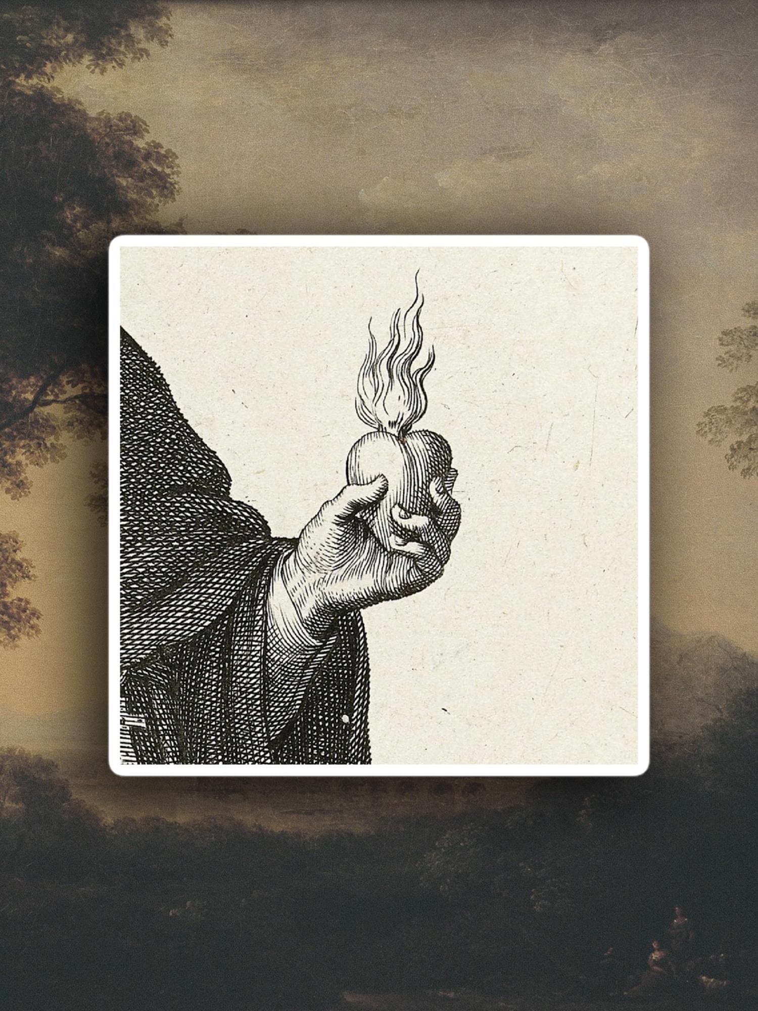 Heart in Flame Sticker, Esoteric Medieval Woodcut Art Sticker - Etsy, image size:1500x2000