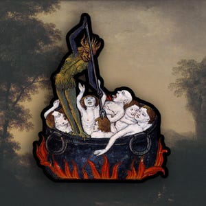 Sticker Châtiment du gourmand, Sticker art médiéval