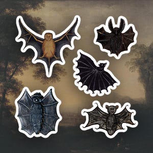 Set of 5 Weird Medieval Bat stickers, Medieval art sticker