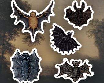 Set of 5 Weird Medieval Bat stickers, Medieval art sticker