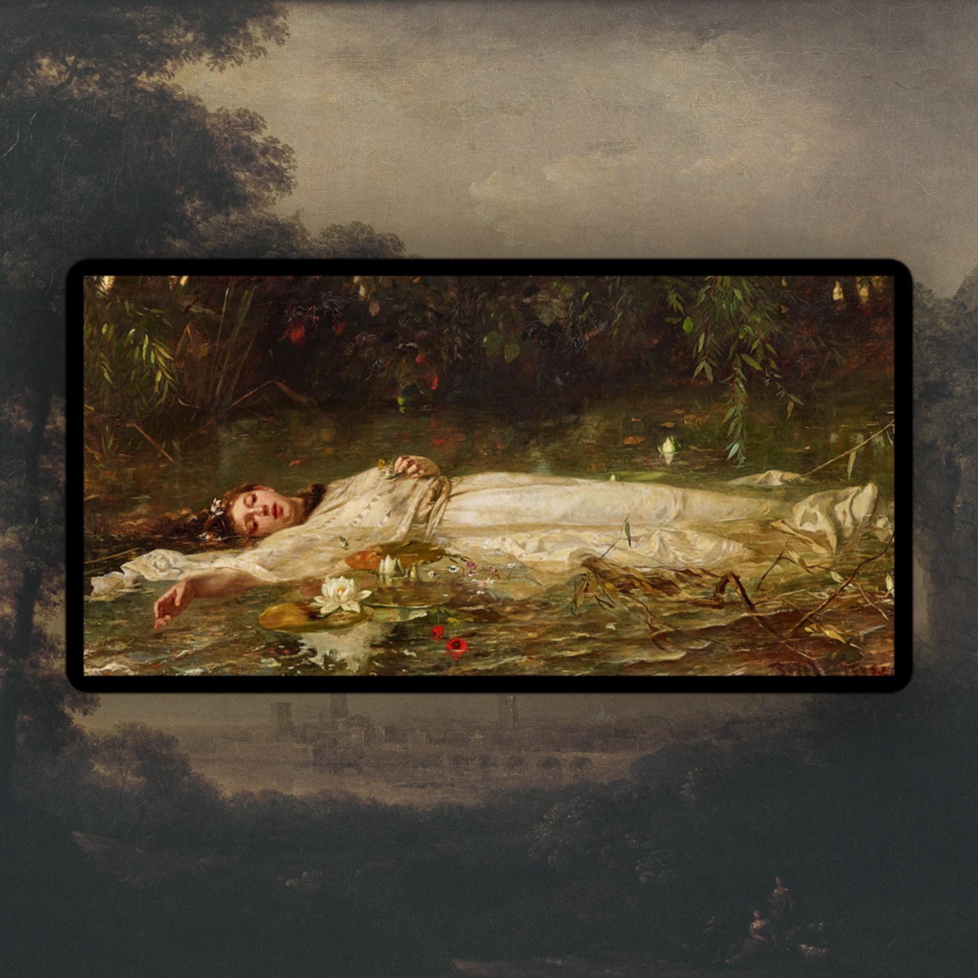 Friedrich Wilhelm Theodor Heyser Ophélie | Peinture du hameau de Shakespeare, impression ancienne vintage, affiche d'art mural fine, oeuvre d'art, photos - Canada