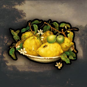 Giovanna Garzoni - Sticker Stilleven met kom met citroenen, botanische stickers