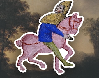 Medieval Pink Pony sticker, Medieval art sticker