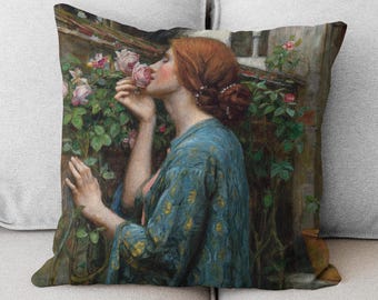 John William Waterhouse - The Soul of the Rose Pillow, Art Decorative pillow