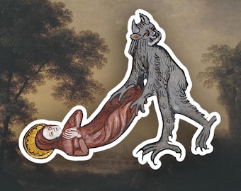 Adesivo de arte medieval estranho, adesivo engraçado