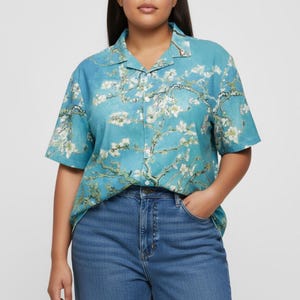 Camisa unisex con botones "Vincent van Gogh - Almendro en flor", camisa con botones "Arte"