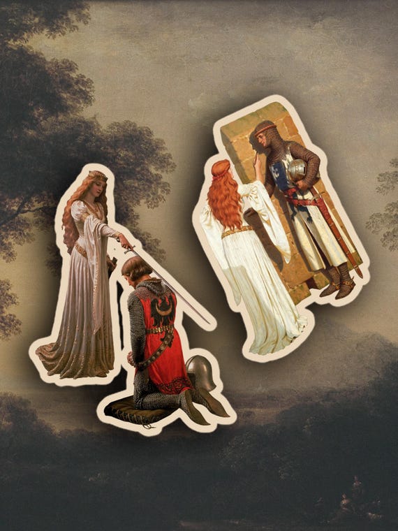Set of 2 Edmund Leighton stickers, Castlecore stickers