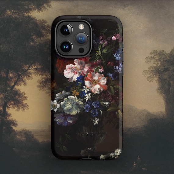 Moody Dark Floral iPhone case, Art Tough Case for iPhone, Magsafe iphone case