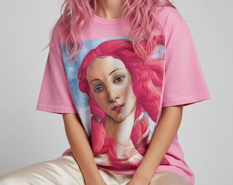 Camiseta unisex Venus de pelo rosa, Sandro Botticelli - Camiseta El nacimiento de Venus