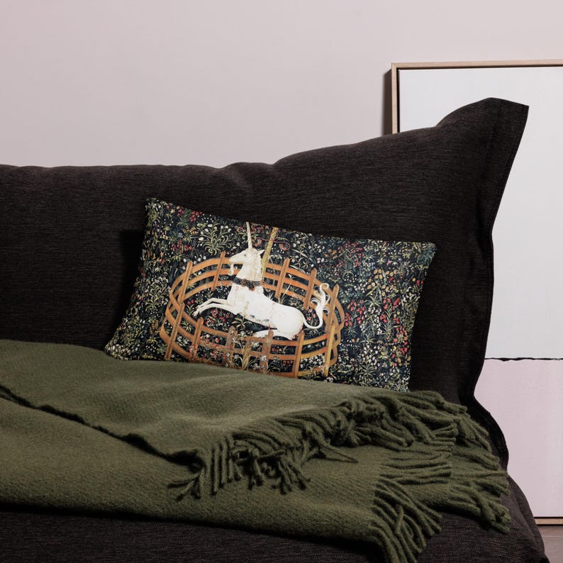 Unicorn in Captivity Pillow, Fine Art Decorative pillow