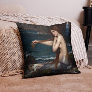 John William Waterhouse - A Mermaid Pillow, Art Decorative pillow