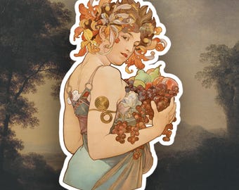 Alphonse Mucha sticker, Art Nouveau sticker