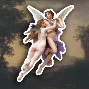 Bouguereau - Cupid and Psyche sticker, Aesthetic art sticker