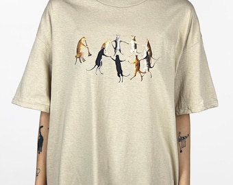 Unisex Medieval Cat Circle Dance shirt, Medieval art meme t-shirt